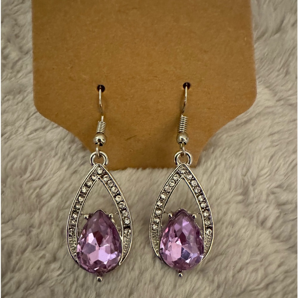Purple and silver earrings